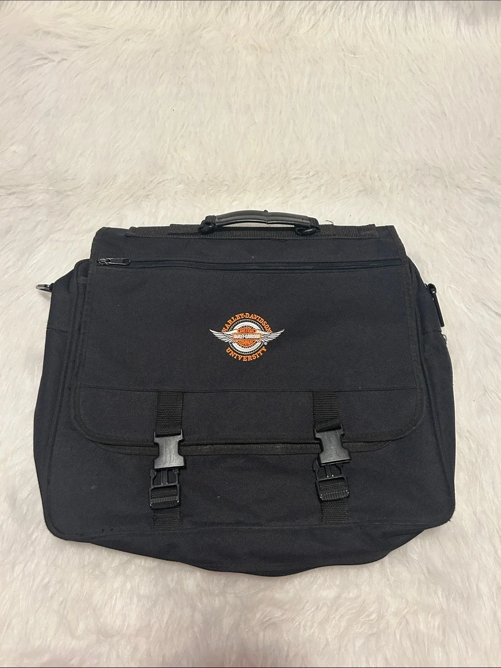 Harley-Davidson Black Canvas Messenger with Orange Logo